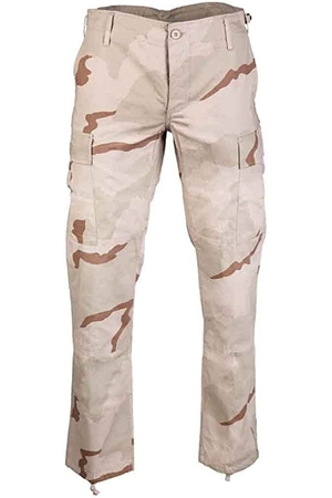 Men's trousers with sand camouflage pattern: Buttoned with covered lapel buttons Classic BDU (Battle Dress Uniform) Two waist