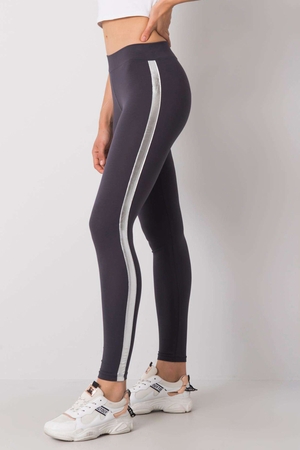 Leggings with a shiny belt stripe from the waist along the entire length of the leg made of cotton and elastane without