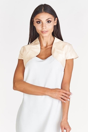 Women's satin bolero monochrome short sleeves collarless minimalist and elegant pleasant, smooth material suitable for