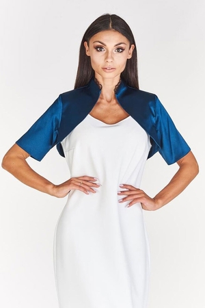 Satin bolero with lace monochrome - easy to combine with selected dresses short sleeve lapels look great loose and folded