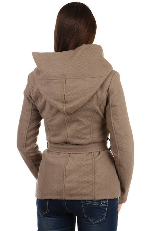 Short ladies woolen coat with snake pattern