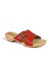 Solid colour leather wood clogs