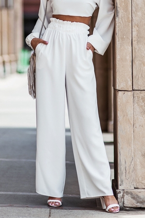 Women's breezy palazzo pants for every occasion monochrome high, nipped-in waist wide elastic waist hidden, side pockets