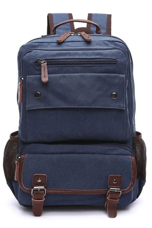 Spacious canvas backpack not only for students main compartment with two-way zipper suitable for A4 size internal softened