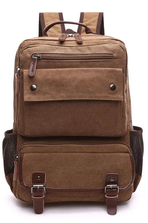 Spacious canvas backpack not only for students main compartment with two-way zipper suitable for A4 size internal softened