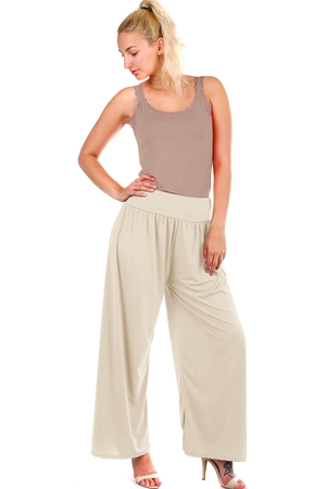 Women's monochrome palazzo pants. Material: 95% viscose, 5% elastane. Import: Italy