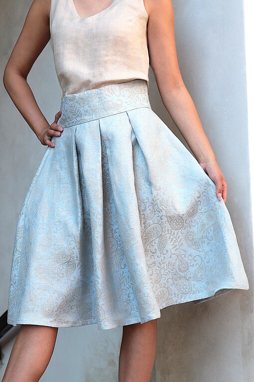 Luxury linen skirt with brocade pattern LOTIKA Premium line