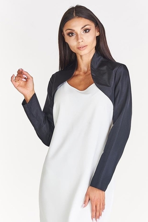 Women's bolero in an unconventional wrinkled look monochrome long sleeves raised collar at the neck without padding without