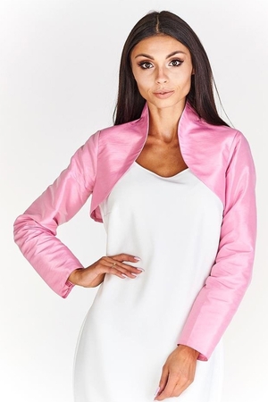 Women's bolero in an unconventional wrinkled look monochrome long sleeves raised collar at the neck without padding without