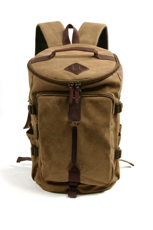 Vintage bag and backpack in 2 in 1 canvas the main compartment is fastened with a double-sided zipper inside compartment, 1