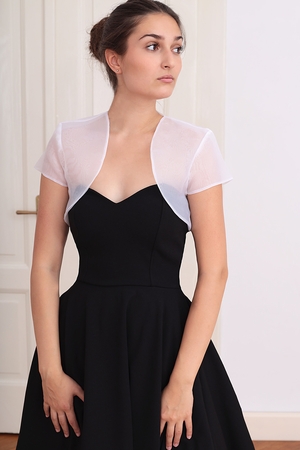 Elegant bolero short sleeves without fastening from double chiffon transparent minimalist for year-round use for sleeveless