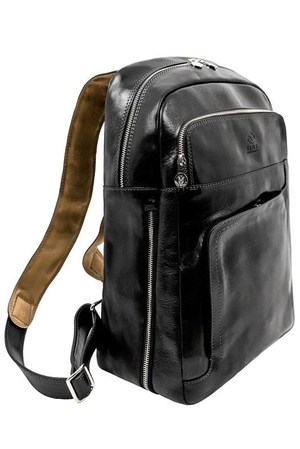 Time Resistance timeless unisex cowhide leather vachetta backpack main compartment with tablet compartment internal zipped