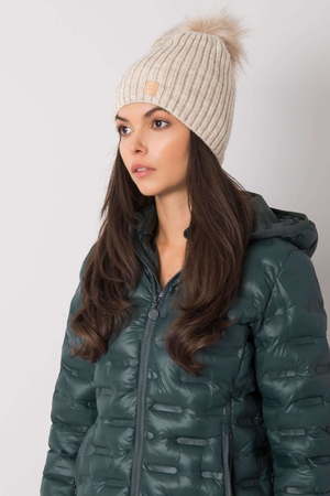Women's cap with pompom stretchy warm lined with fleece with wool mixed in pleasant, soft material universal size sporty