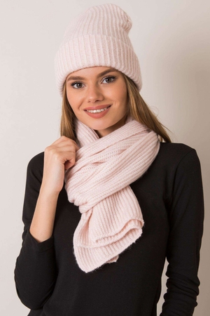 Women's hat and scarf set monochrome row pattern brimmed hat double layer hat wide scarf pleasant, warm material with wool