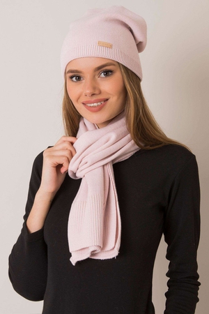 Sports style cap and scarf set monochrome double layer cap wide scarf row hem on both scarf and cap pleasant, warm material