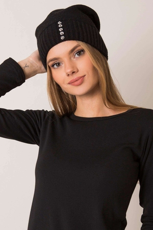 Thin, warm cap double layer around the head soft pattern flexible trim with embellishment hanging back with wool blend