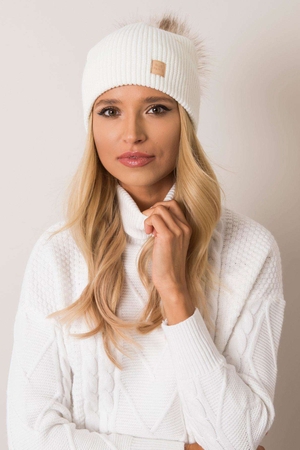 Women's winter warm hat hanging back faux fur pompom double layer knit pleasant, soft material with a touch of wool stylish