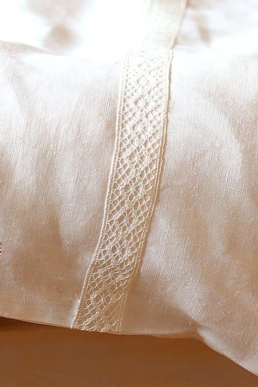 100% linen pillowcase with lace 40x40