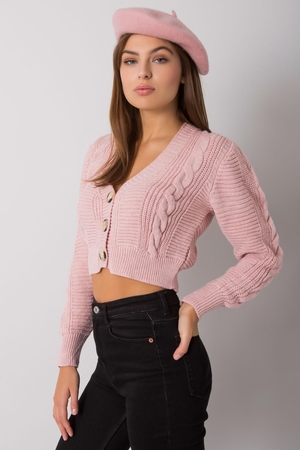 Short sweater bolero monochrome V-neckline long sleeves with cuff striking buttons combination of acrylic and wool pleasant,