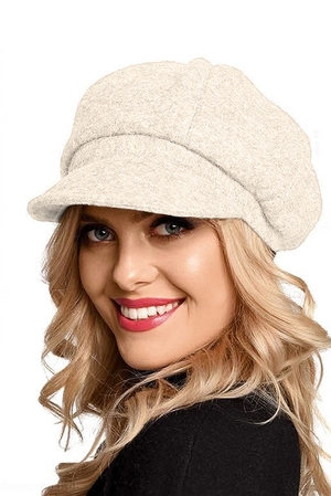 Women's cap with a visor in retro look natural 100% wool excellent natural properties material warm lined covered