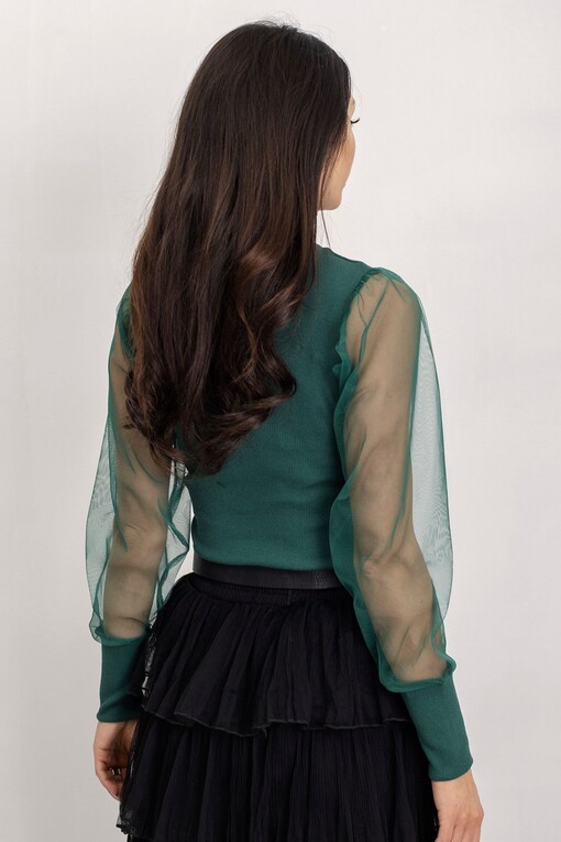 Blouse with tulle sleeves